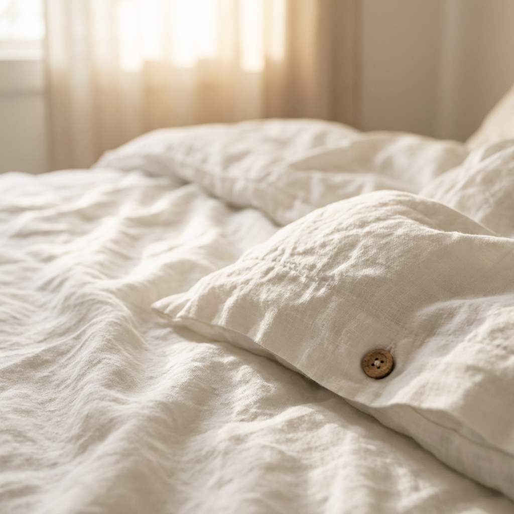 Organic linen sheets detail