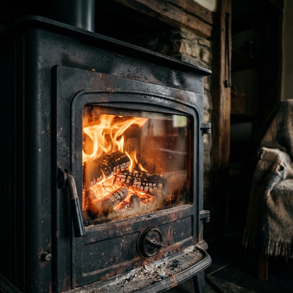 Wood burning stove interior